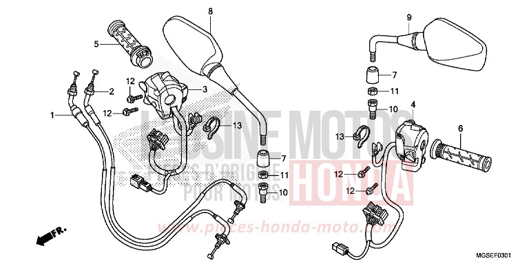 COMMUTATEUR/CABLE (NC700SD) de NC700S DCT SEAL SILVER METALLIC (NHA14) 2013